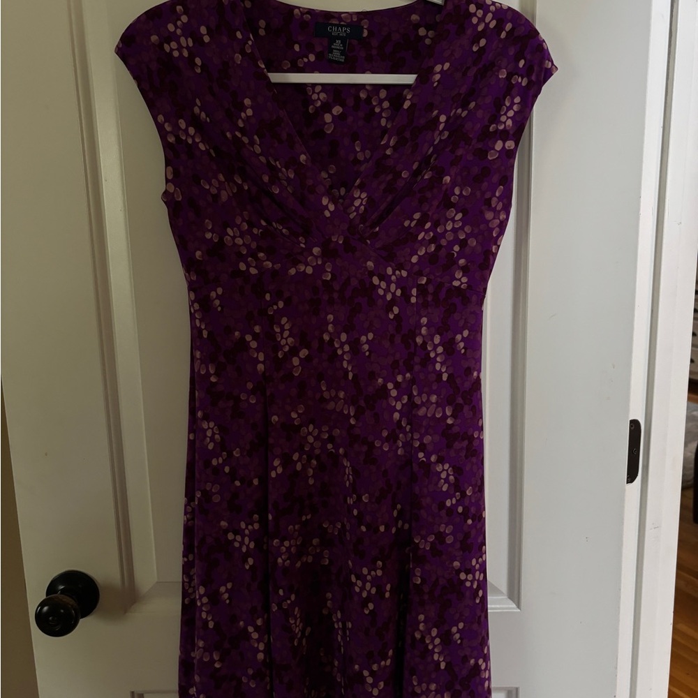 Chaps Purple and Pink Patterned Dress